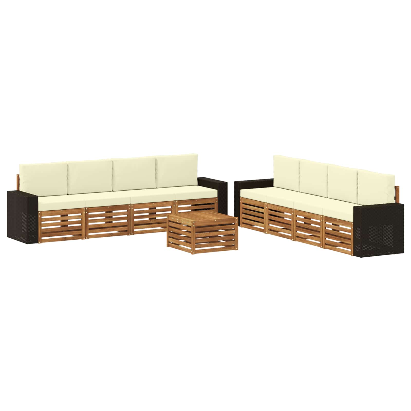 Setovi sofa s jastukom 9 pcs Čvrsto drvo akacije