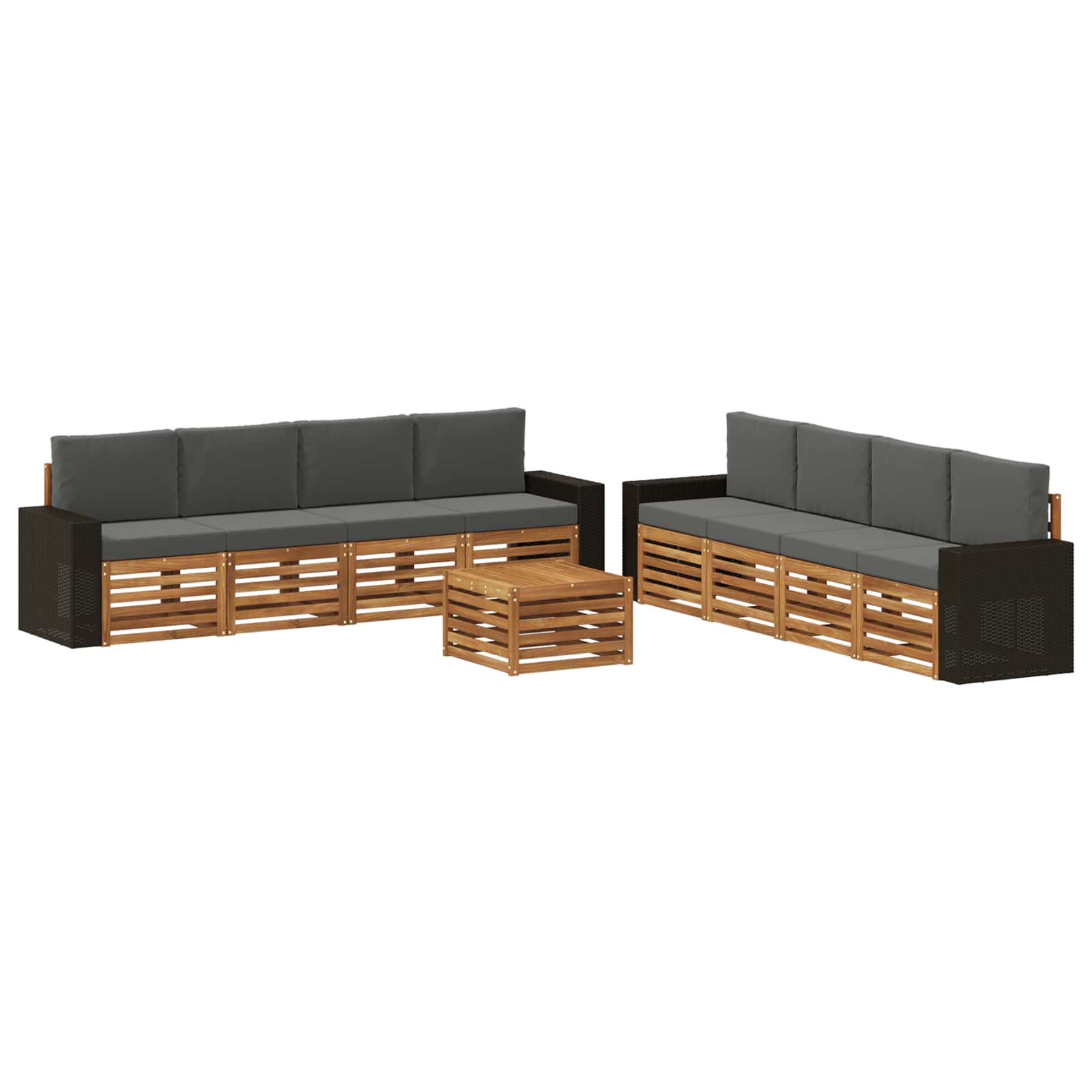 Setovi sofa s jastukom 9 pcs Čvrsto drvo akacije