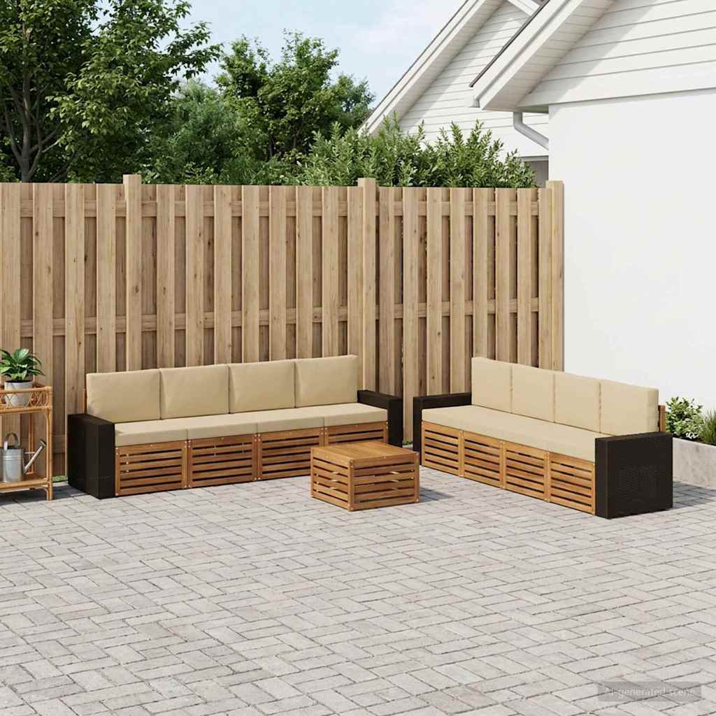 Setovi sofa s jastukom 9 pcs Čvrsto drvo akacije