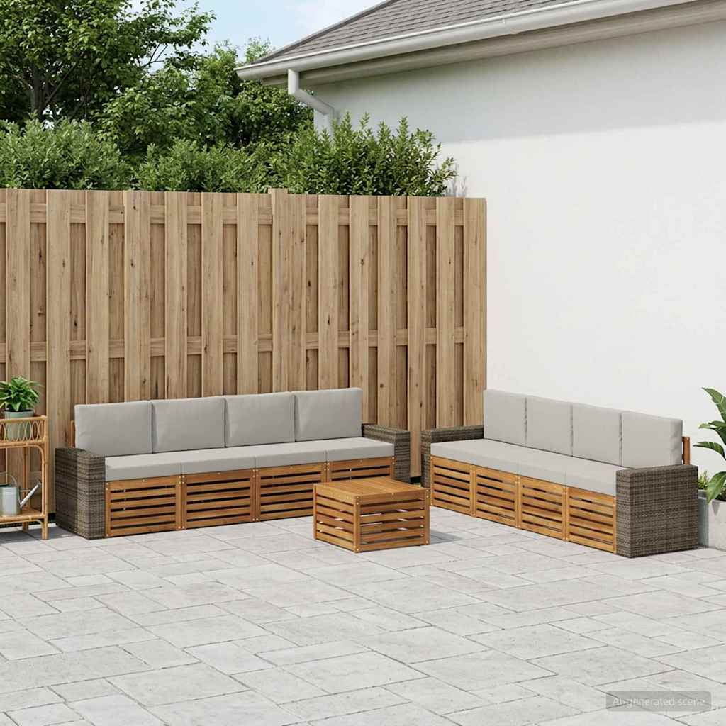 Setovi sofa s jastukom 9 pcs Čvrsto drvo akacije