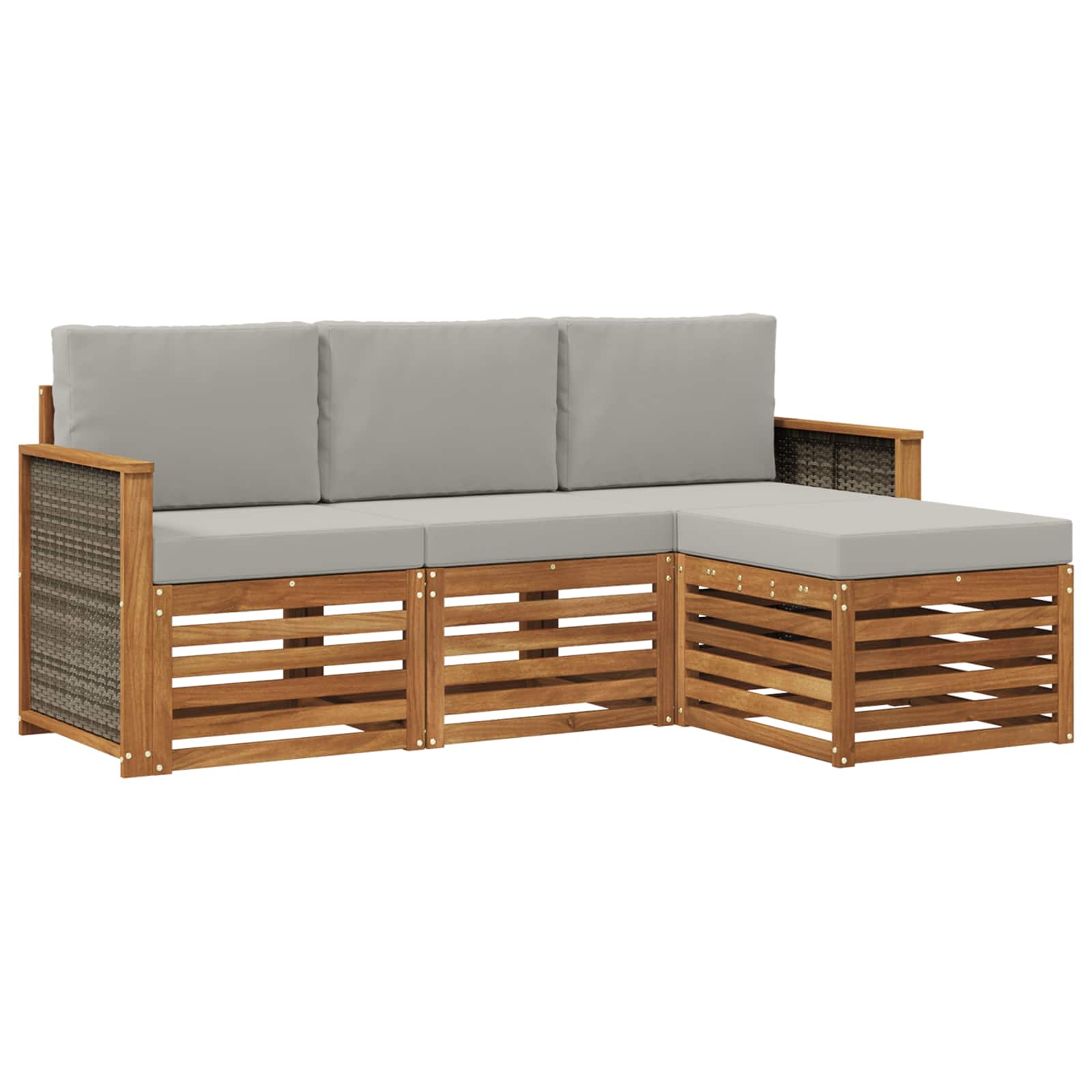Set vanjskih sofa s jastukom 4 pcs Prirodna i svjetlosiva