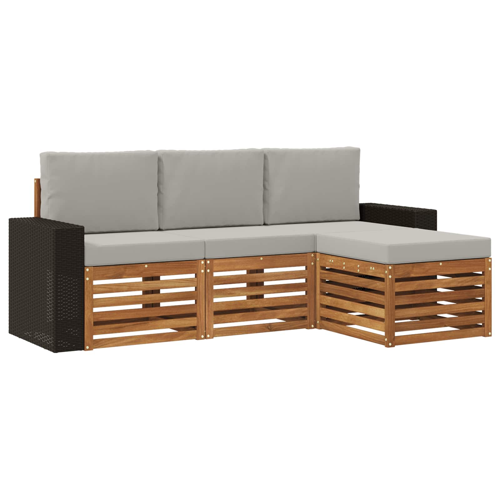 Set vanjskih sofa s jastukom 4 pcs Prirodna i svjetlosiva