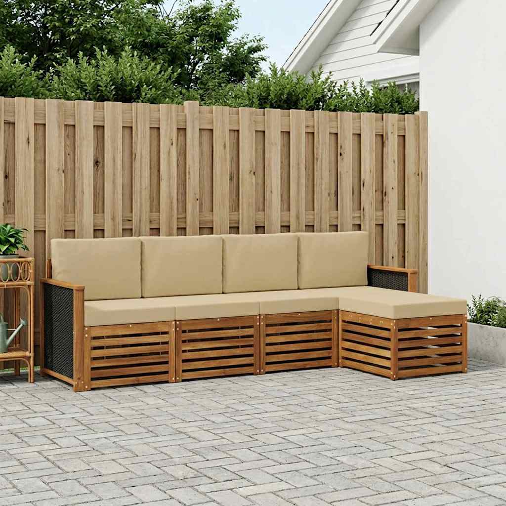 Set vanjskih sofa s jastukom 5 pcs Prirodna i bež