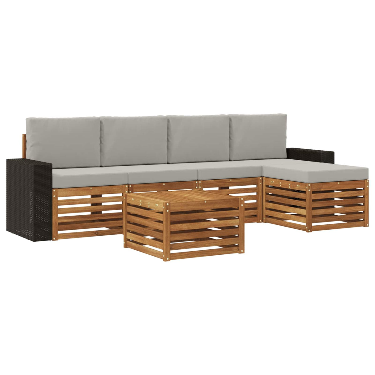 Set vanjskih sofa 6 kom. Prirodna i svjetlosiva