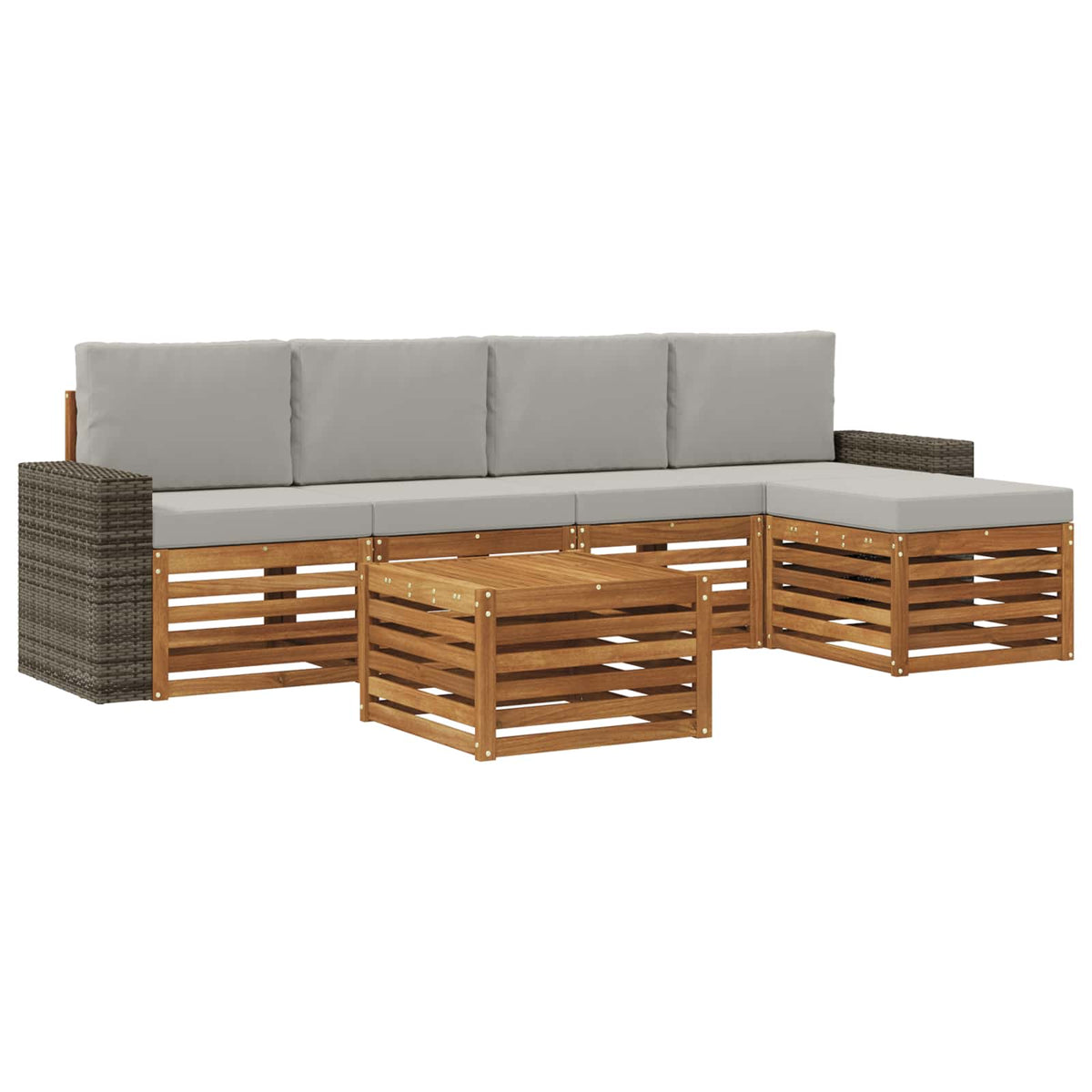 Set vanjskih sofa 6 kom. Prirodna i svjetlosiva