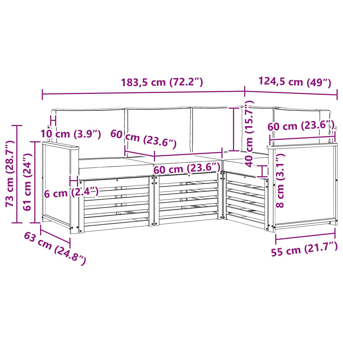 Set vanjskih sofa 4 kom. Poliester