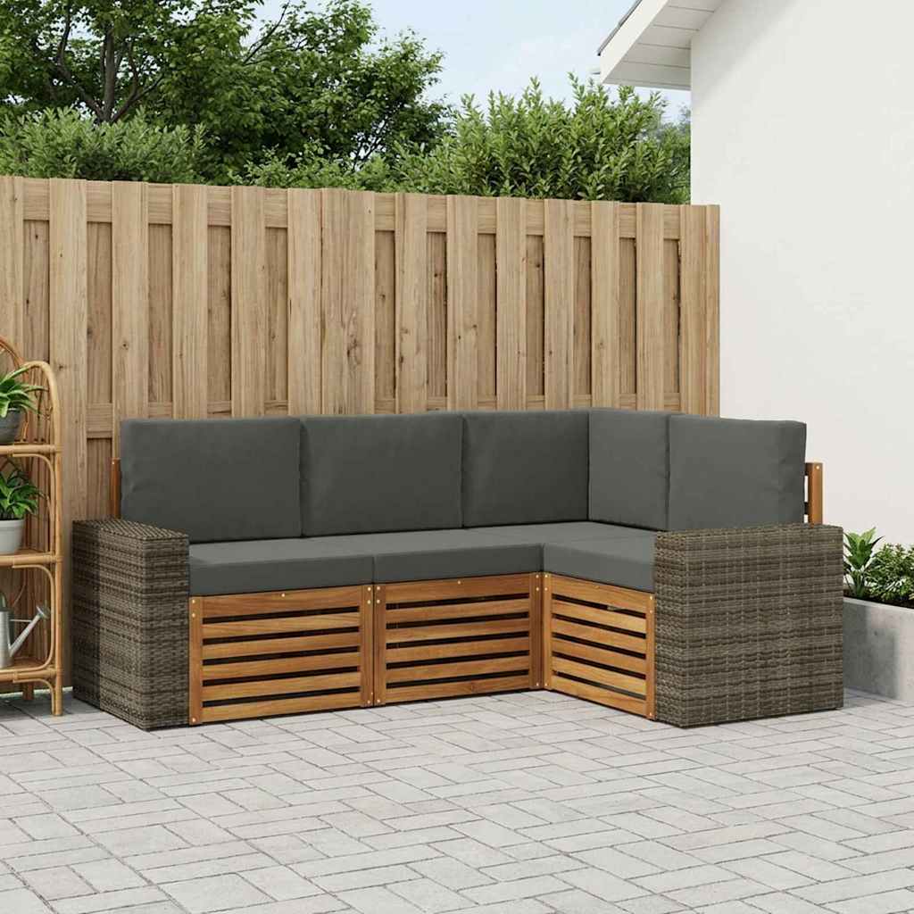 Setovi sofa s jastukom 4 pcs Čvrsto drvo akacije