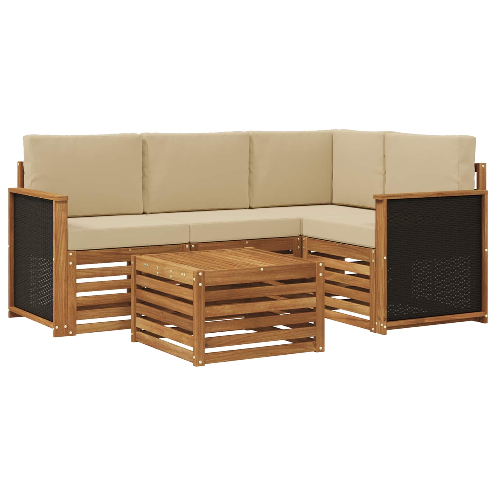 Set vanjskih sofa 5 pcs Prirodna i bež 59 x 59 x 37 cm