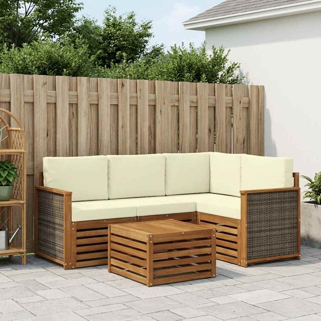 Set vanjskih sofa 5 pcs Prirodna i krem 59 x 59 x 37 cm