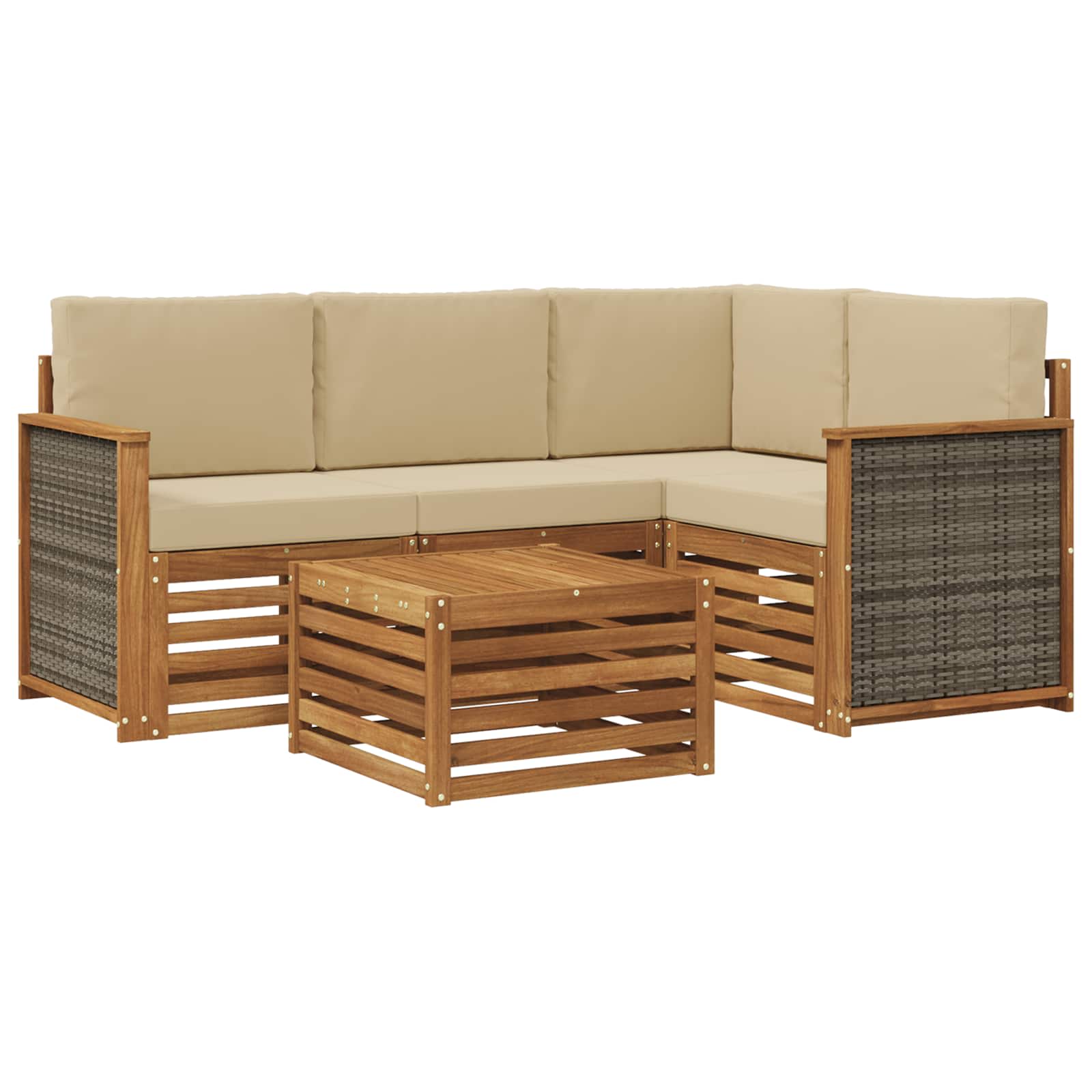 Set vanjskih sofa 5 pcs Prirodna i bež 59 x 59 x 37 cm