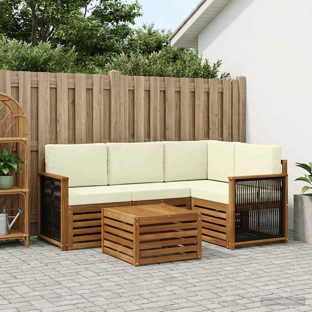 Set vanjskih sofa 5 pcs Prirodna i krem 59 x 59 x 37 cm