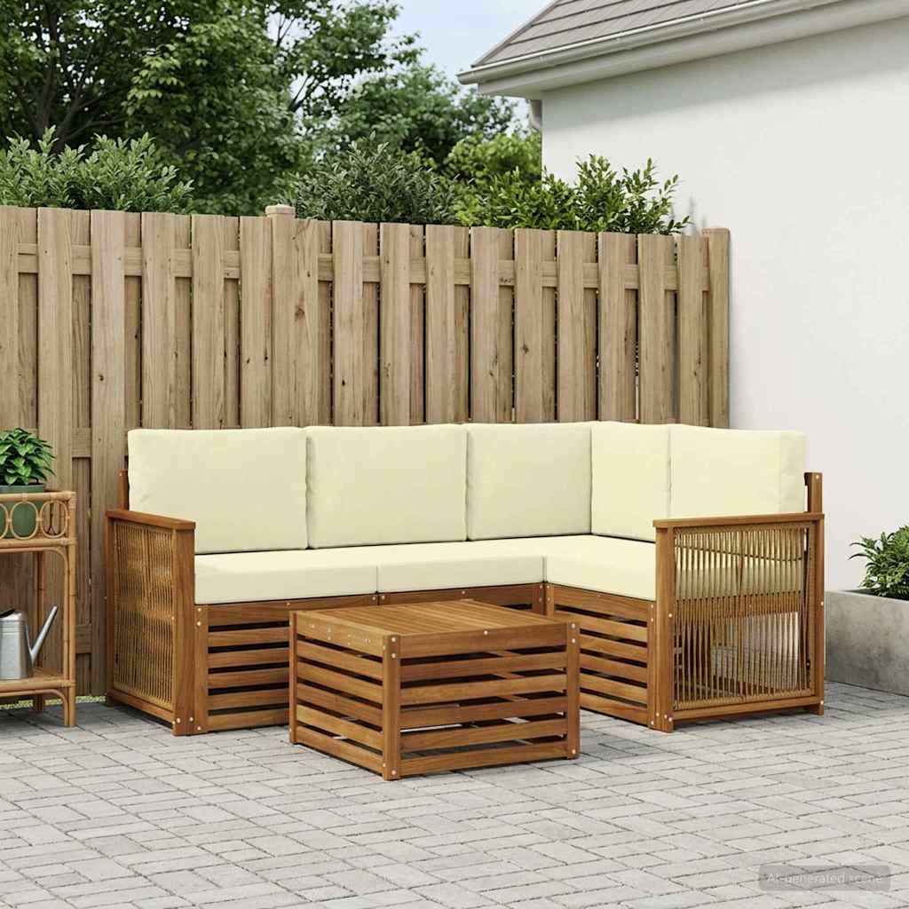 Set vanjskih sofa 5 pcs Prirodna i krem 59 x 59 x 37 cm