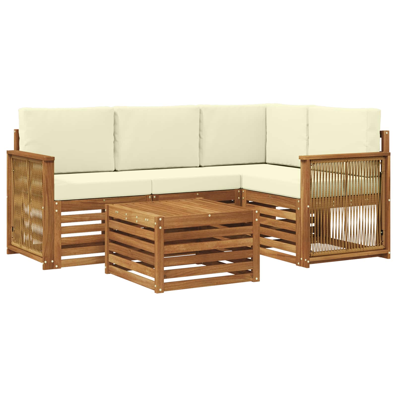 Set vanjskih sofa 5 pcs Prirodna i krem 59 x 59 x 37 cm