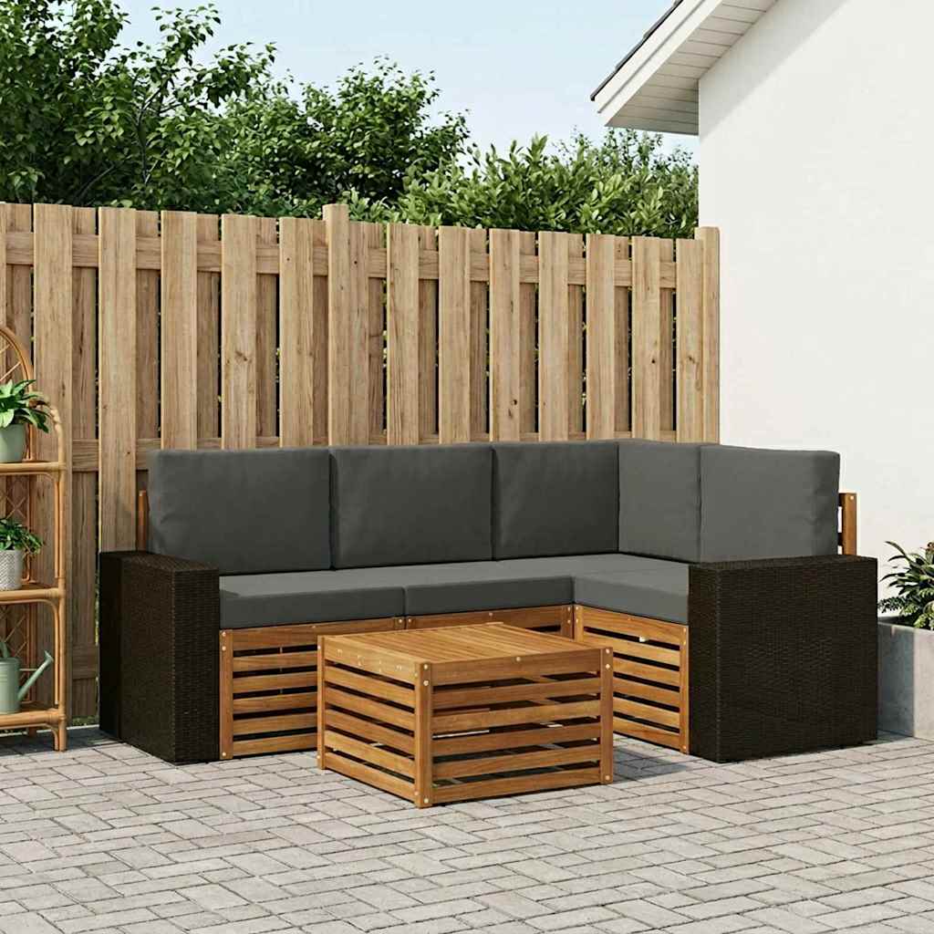 Set vanjskih sofa 5 pcs Prirodna i antracit 59 x 59 x 37 cm