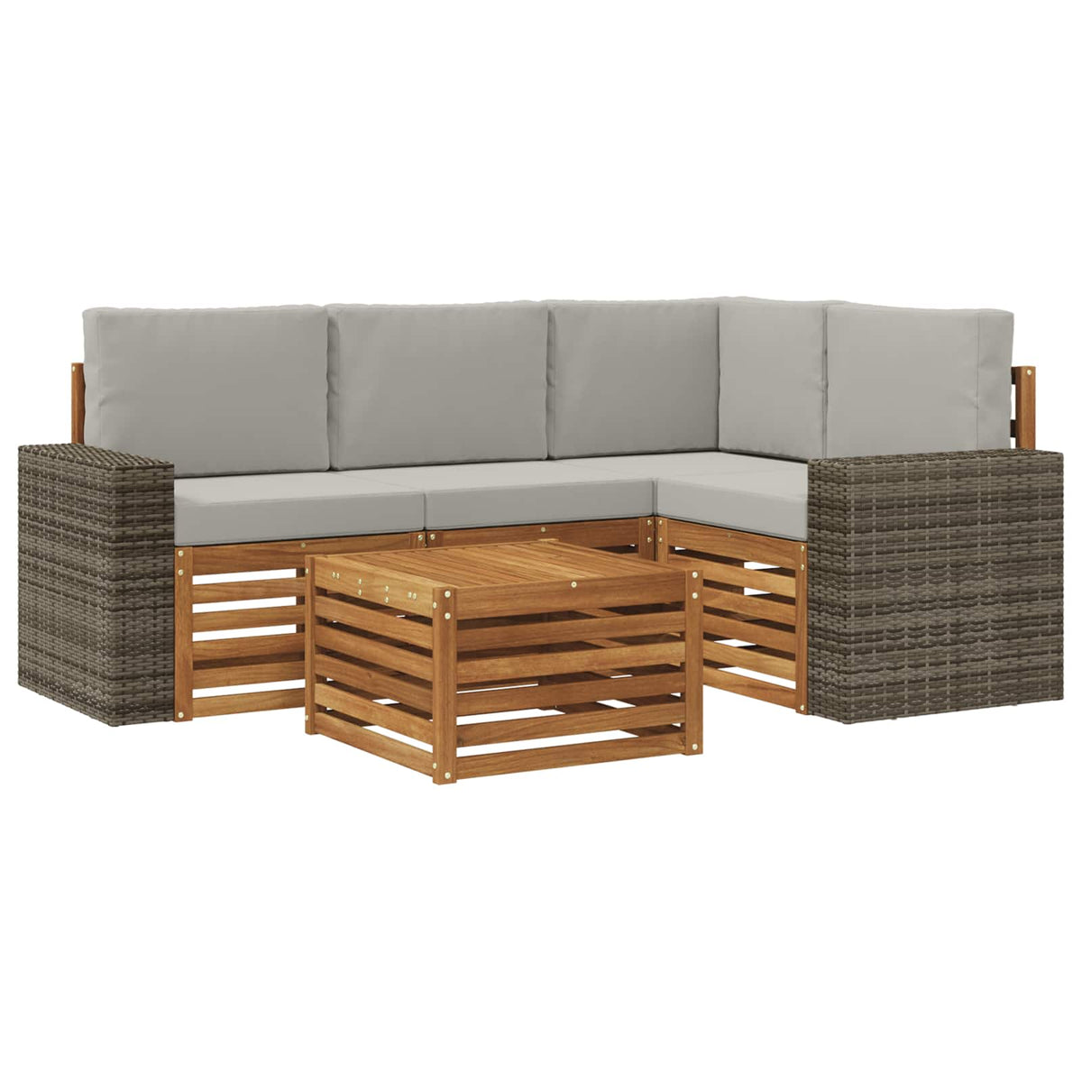 Set vanjskih sofa 5 kom. Prirodna i svjetlosiva Poliester