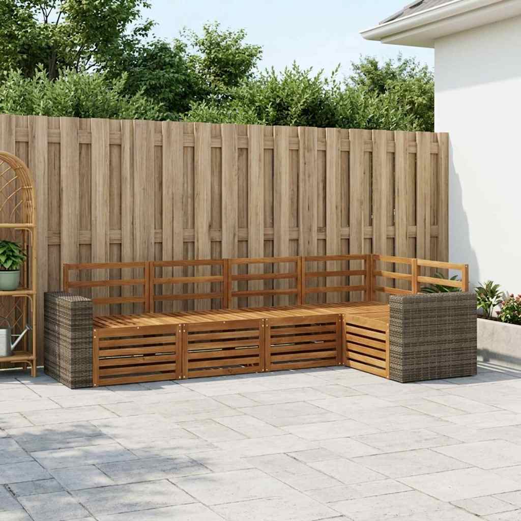 Sekcijska garnitura 5 pcs Prirodna Čvrsto drvo akacije