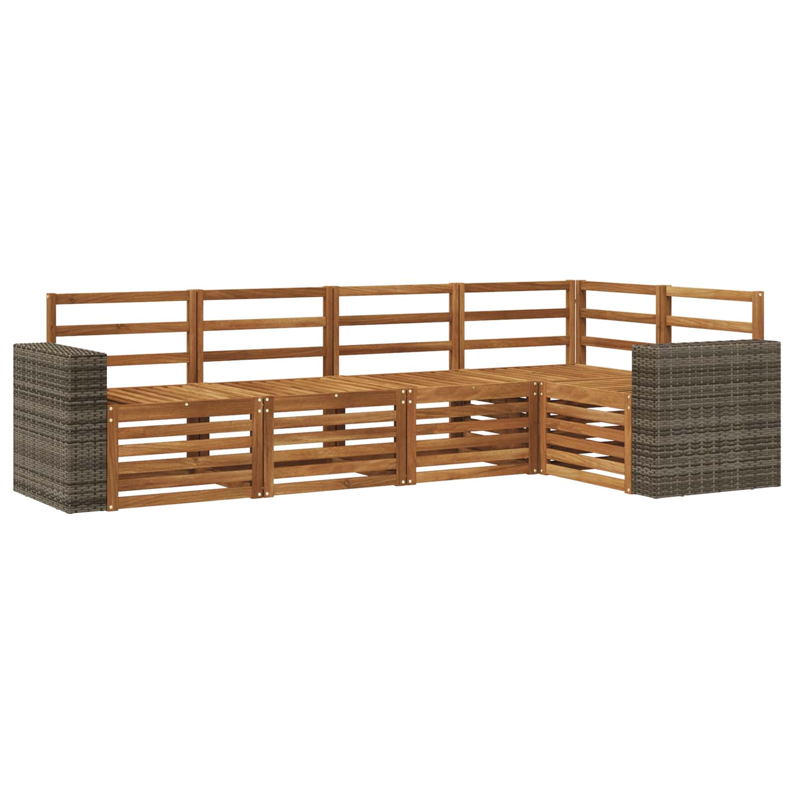 Sekcijska garnitura 5 pcs Prirodna Čvrsto drvo akacije