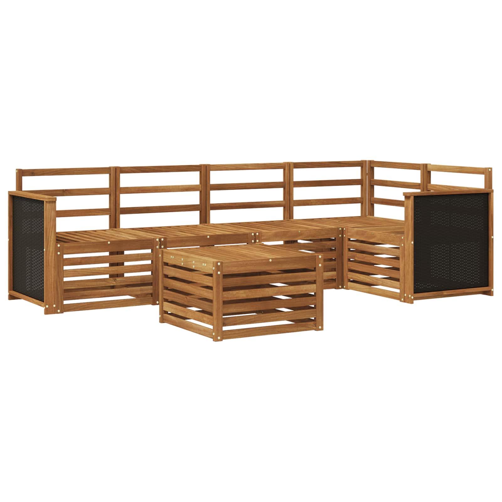 Sekcijska garnitura 5 pcs Prirodna Čvrsto drvo akacije