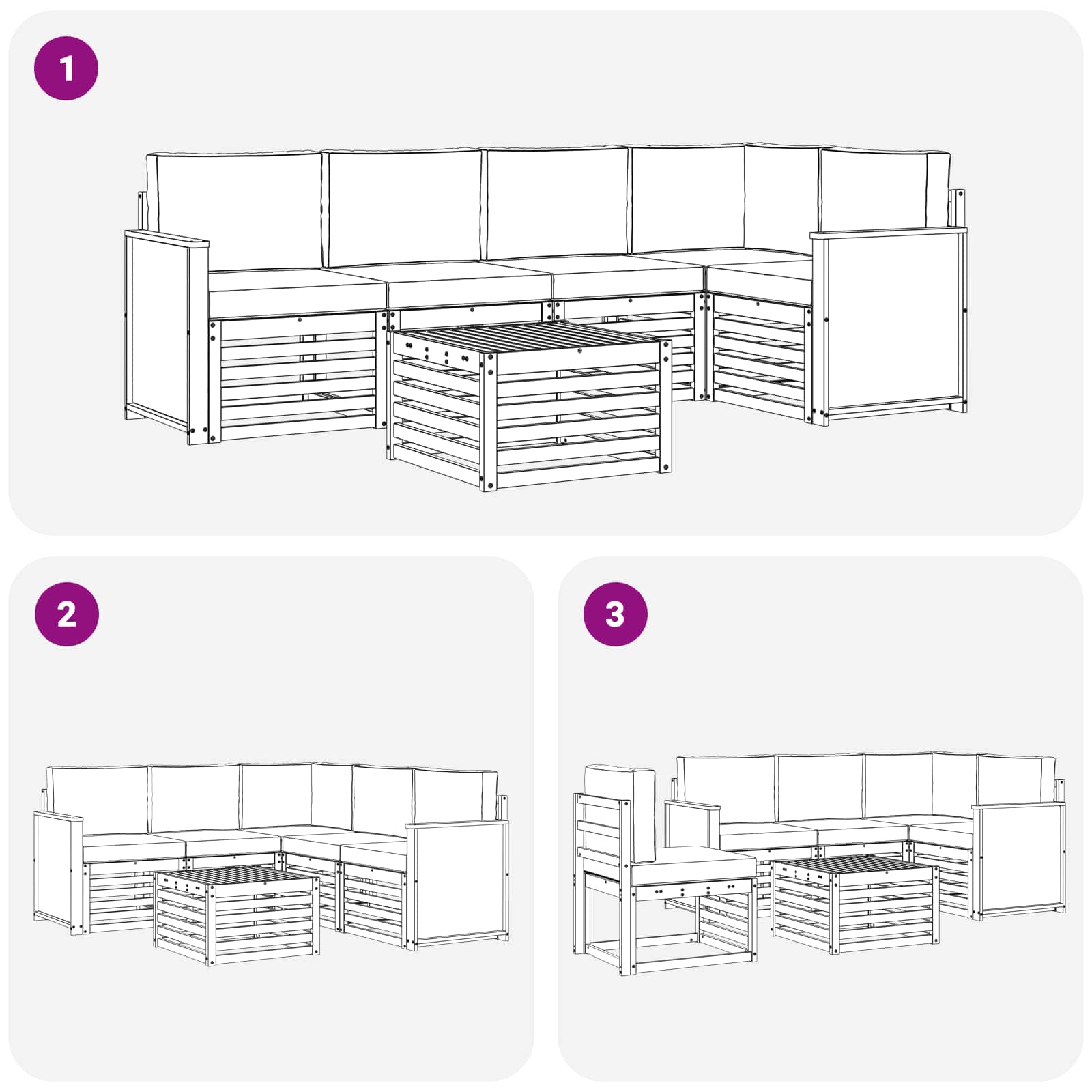 Sekcijska garnitura s jastukom 5 pcs Prirodna