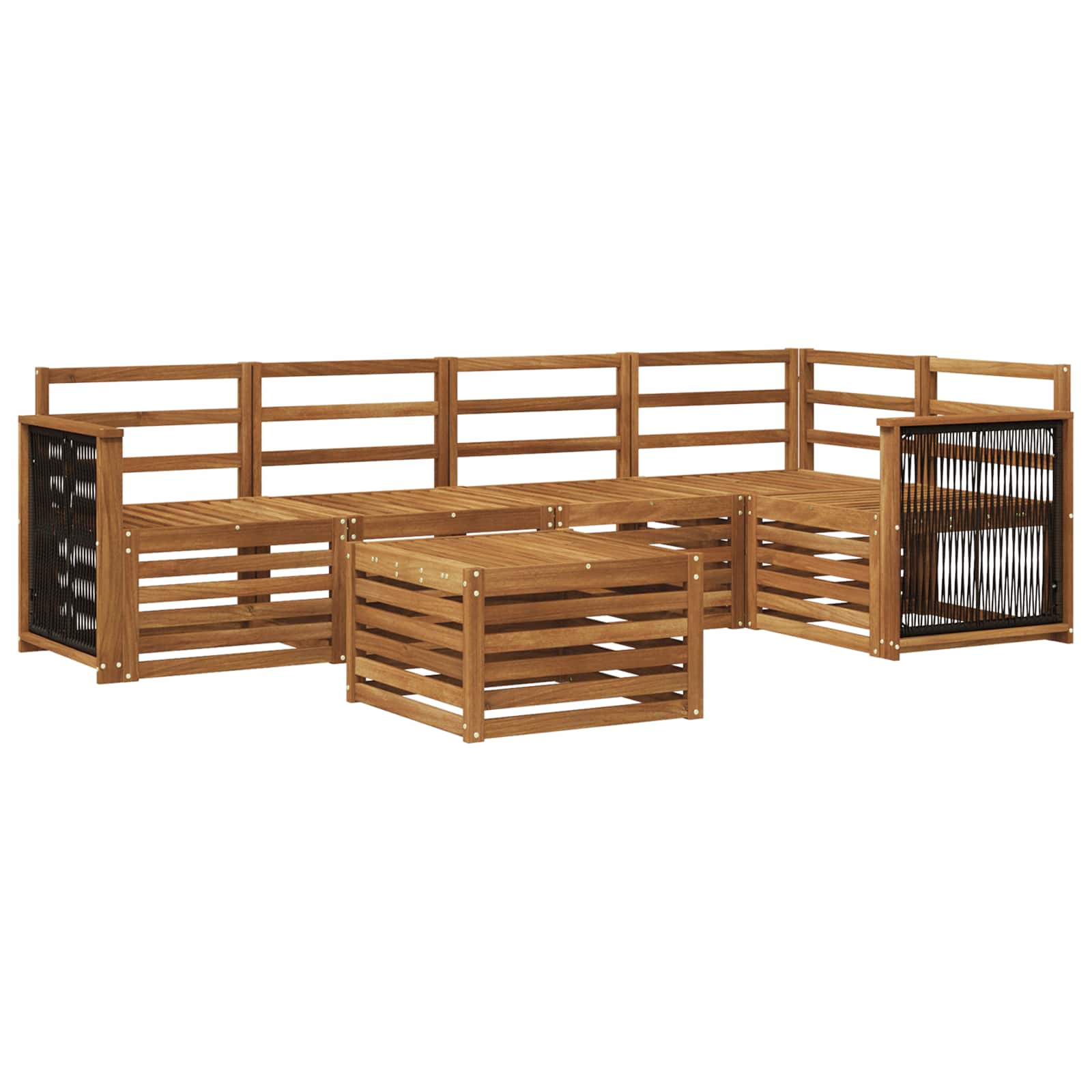 Sekcijska garnitura 5 pcs Prirodna Čvrsto drvo akacije