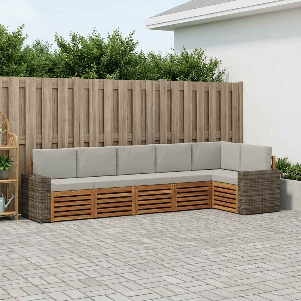 Set vanjskih sofa 6 kom. Prirodna i svjetlosiva Poliester Bijela 310 x 132,5 x 73 cm