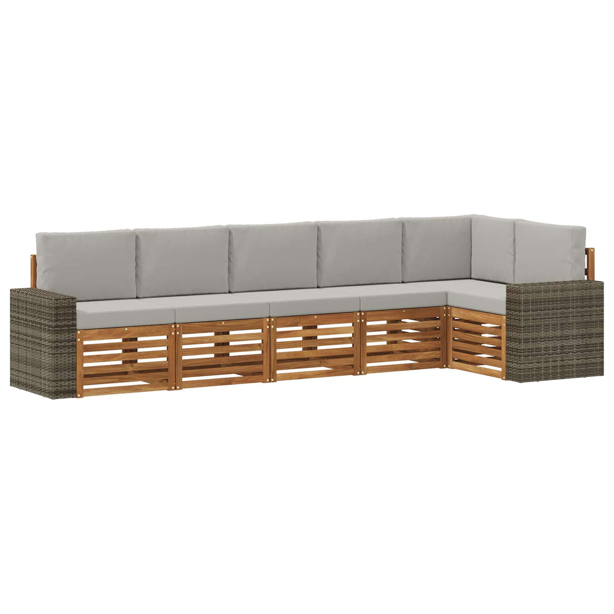 Set vanjskih sofa 6 kom. Prirodna i svjetlosiva Poliester Bijela 310 x 132,5 x 73 cm