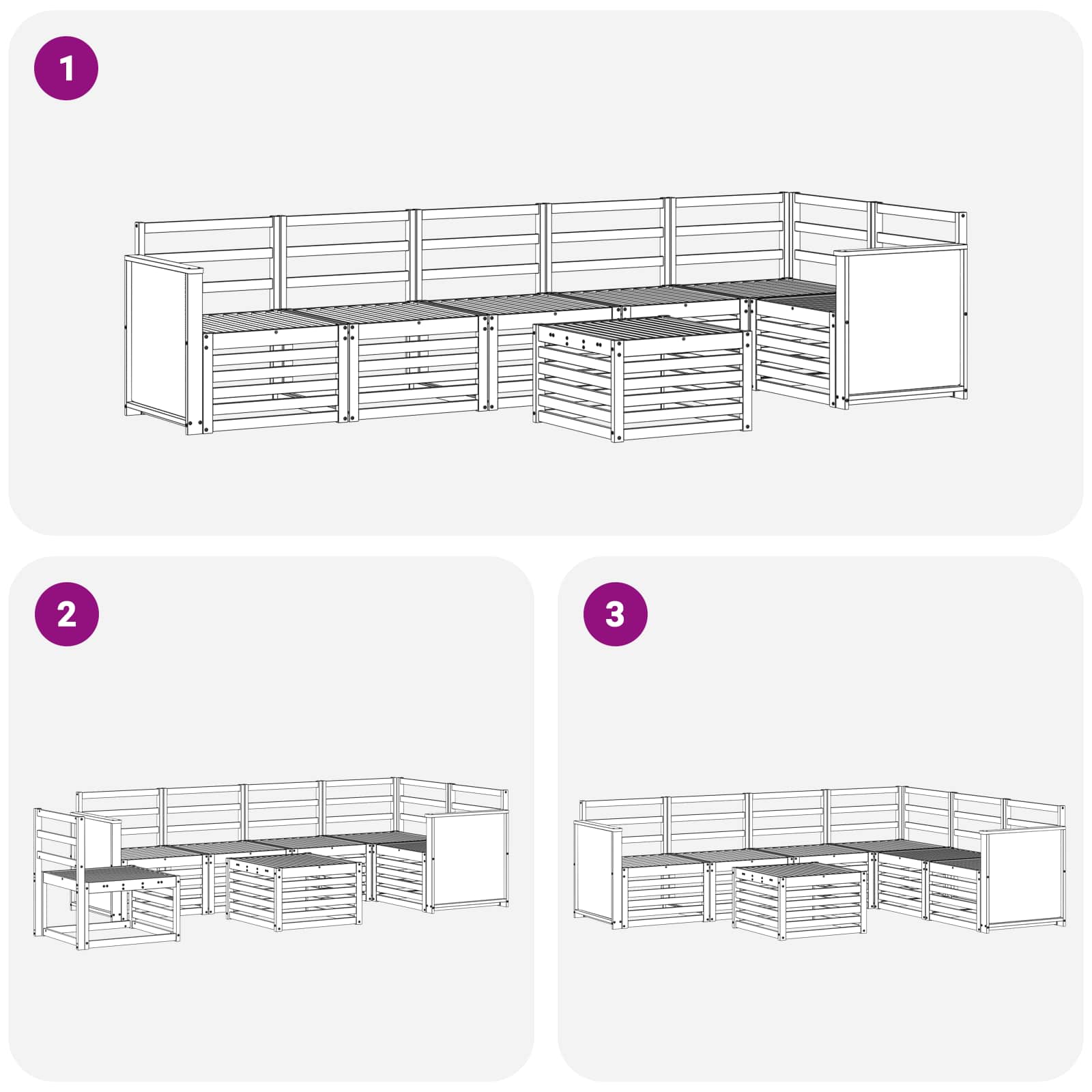 Sekcijska garnitura 6 pcs Prirodna Čvrsto drvo akacije