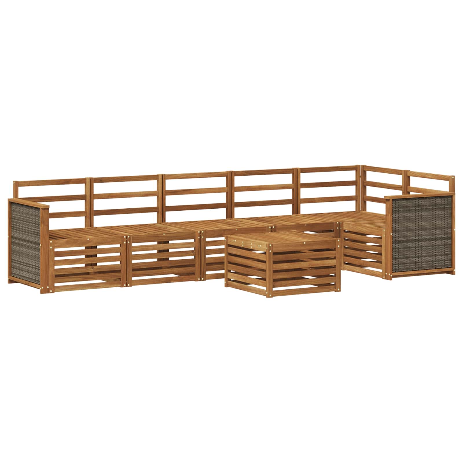 Sekcijska garnitura 6 pcs Prirodna Čvrsto drvo akacije