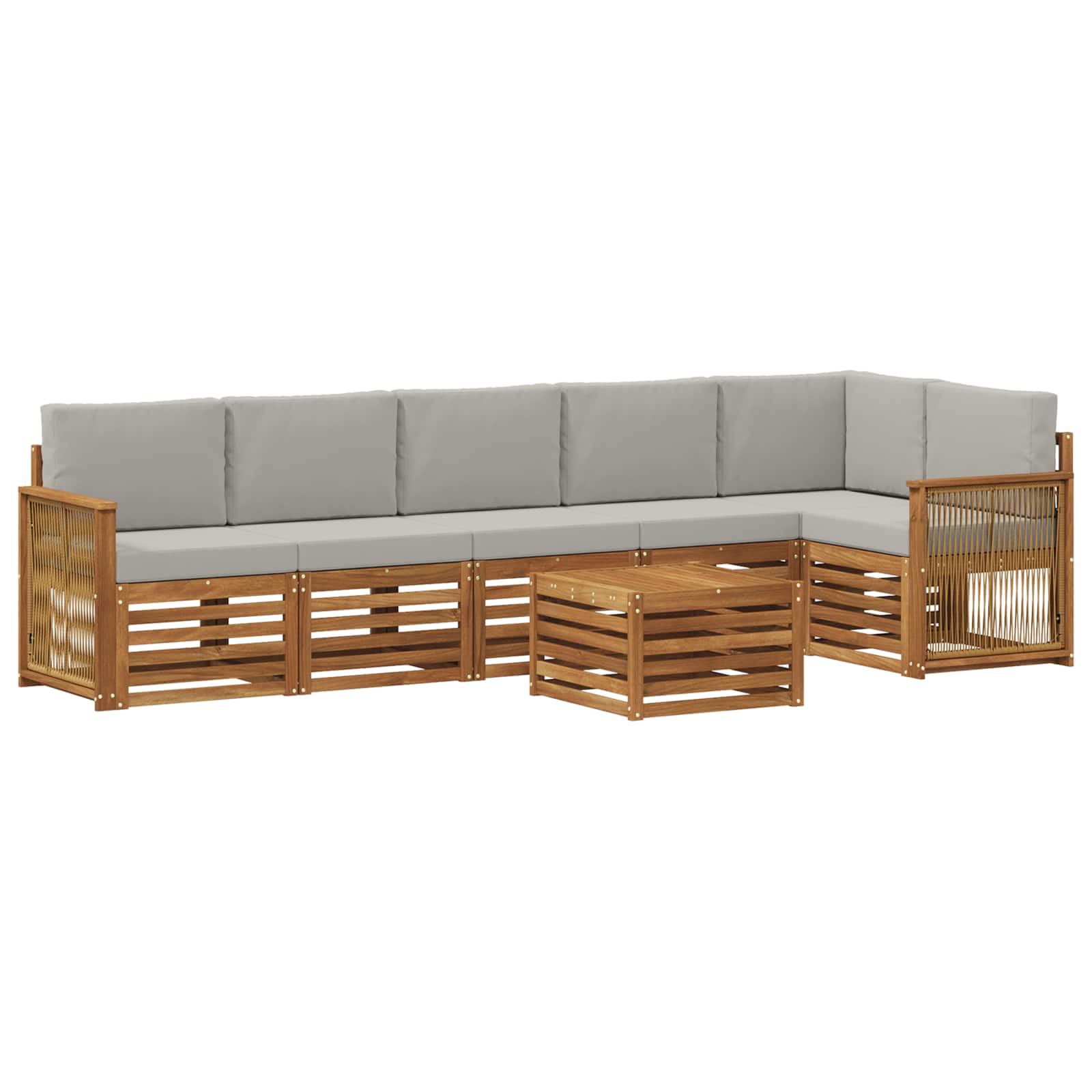 Sekcijska garnitura s jastukom 6 pcs Prirodna i svjetlosiva