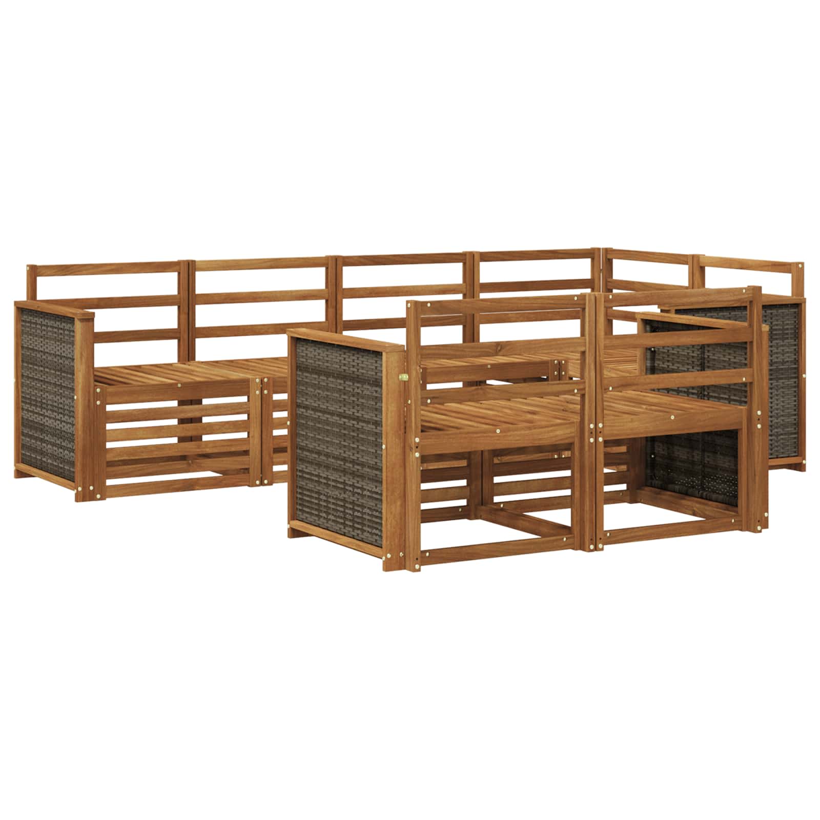 Sekcijska garnitura 6 pcs Prirodna Čvrsto drvo akacije