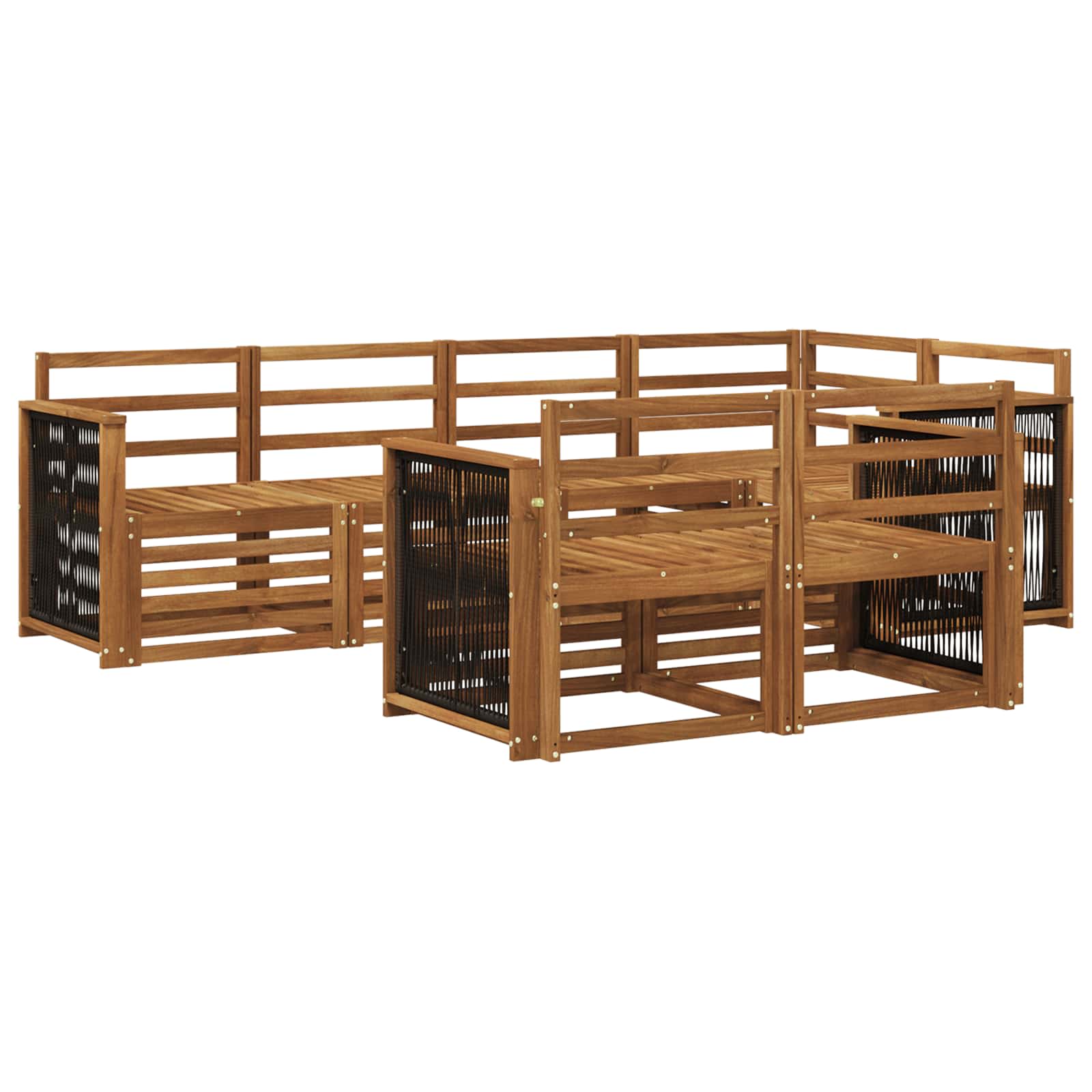 Sekcijska garnitura 6 pcs Prirodna Čvrsto drvo akacije