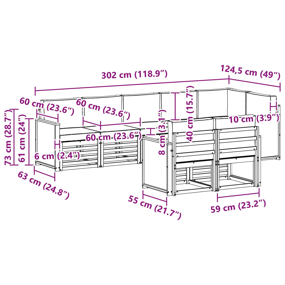 Set vanjskih sofa 7 kom.