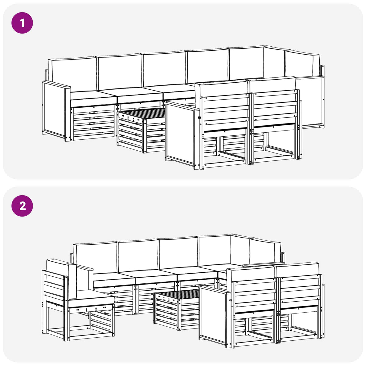 Set vanjskih sofa 8 kom. Prirodna i krem