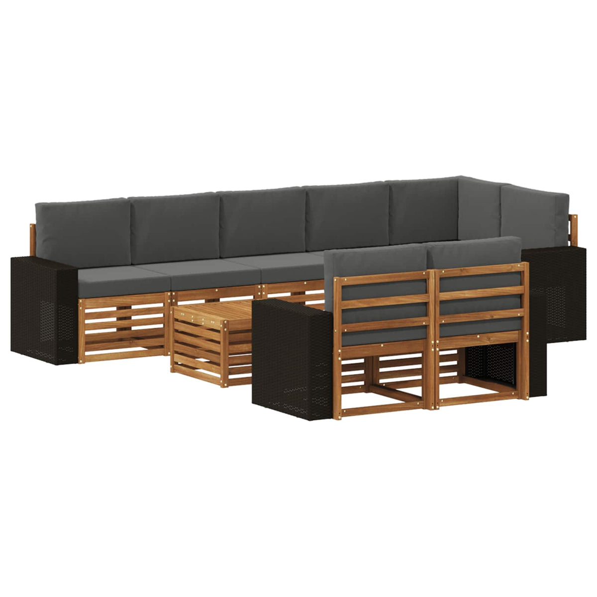 Set vanjskih sofa 9 kom. Prirodna i antracit Poliester