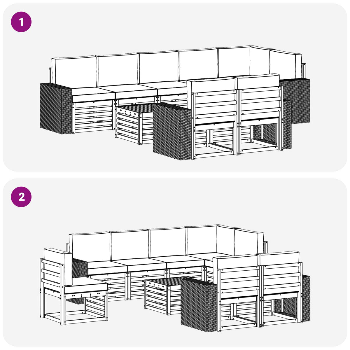 Set vanjskih sofa 9 kom. Prirodna i antracit Poliester
