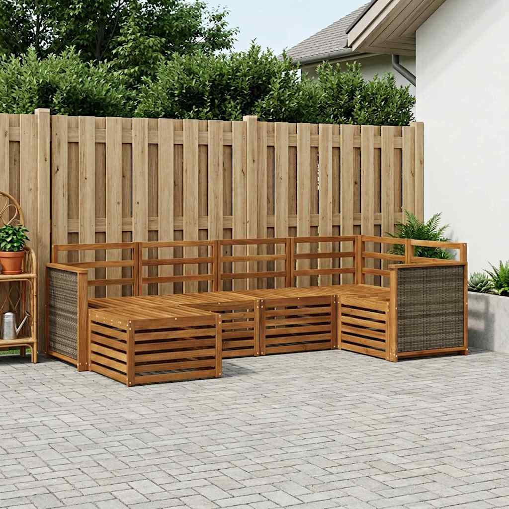 Sekcijska garnitura 5 pcs Prirodna Čvrsto drvo akacije