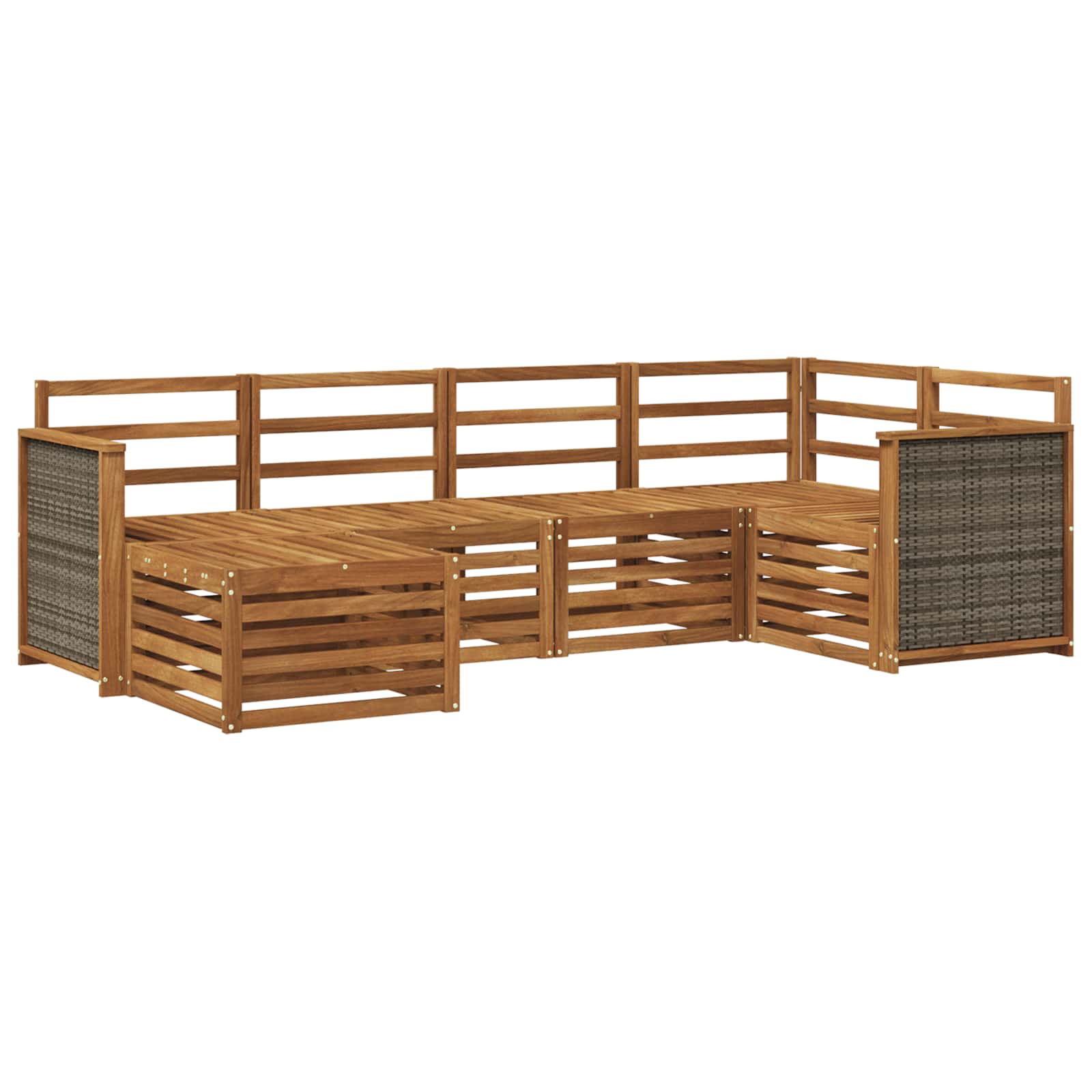 Sekcijska garnitura 5 pcs Prirodna Čvrsto drvo akacije