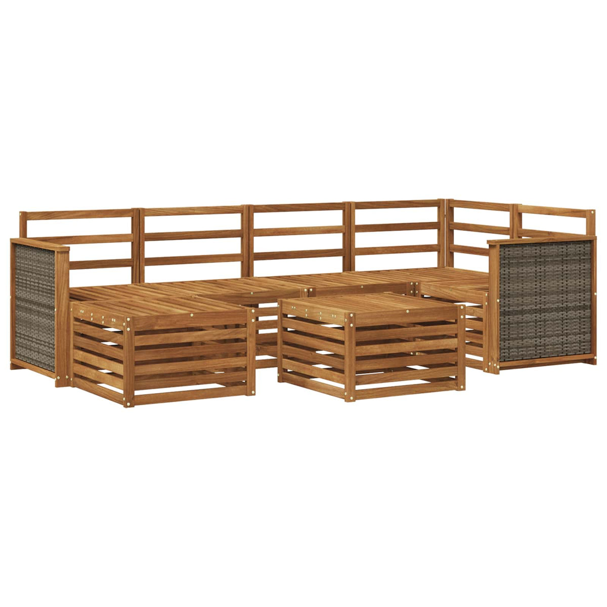 Set vanjskih sofa 6 kom. Prirodna Čvrsto drvo akacije