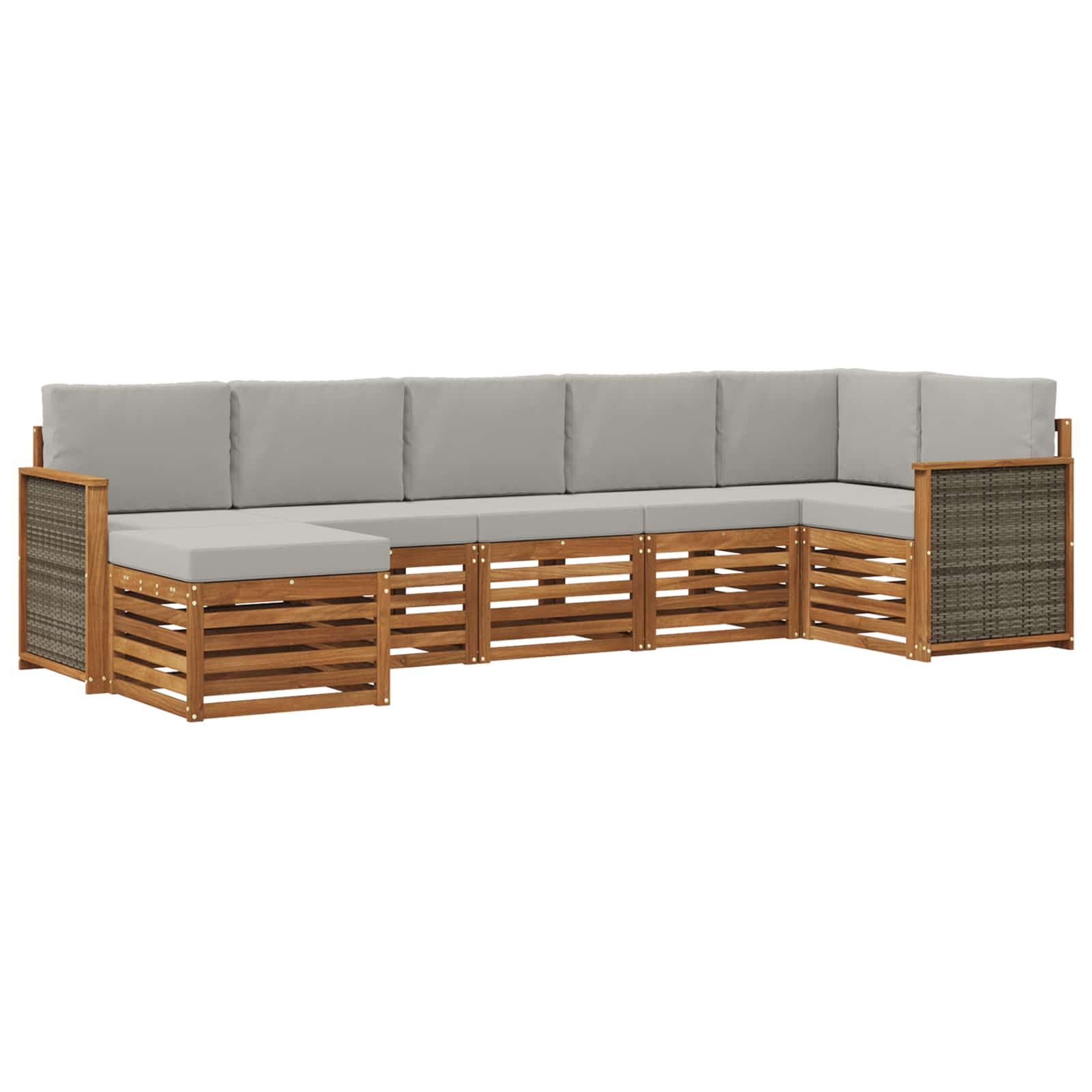 Sekcijska garnitura s jastukom 6 pcs Prirodna i svjetlosiva