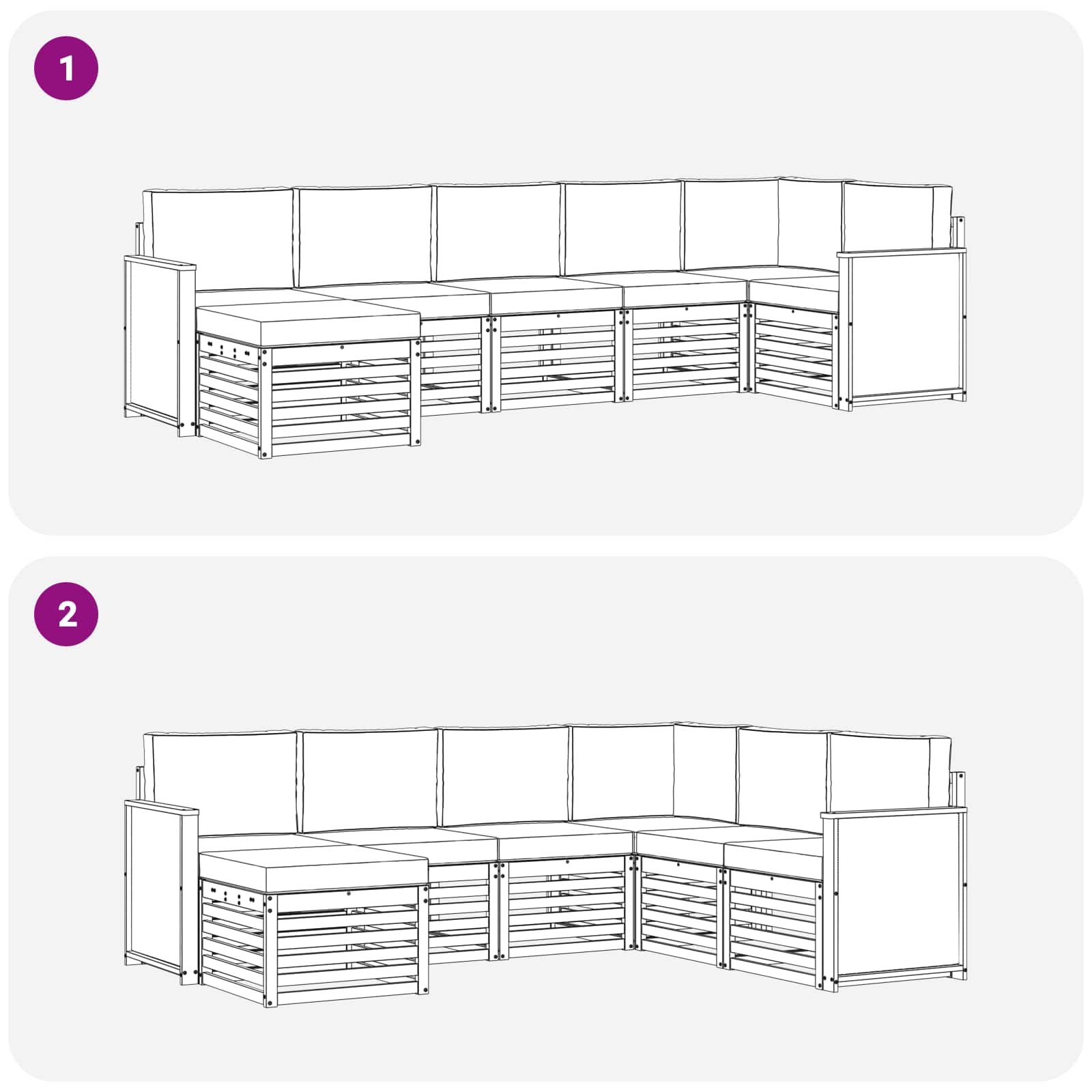 Sekcijska garnitura s jastukom 6 pcs Prirodna