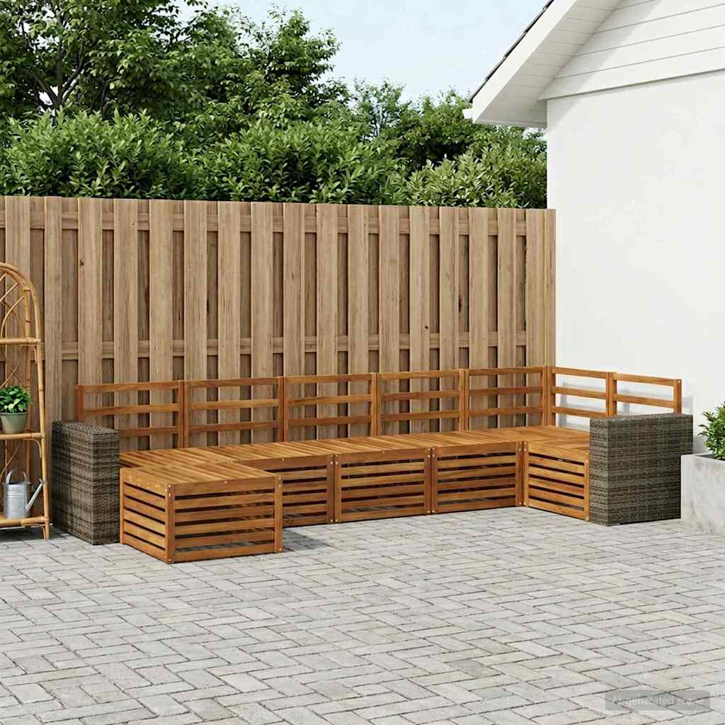 Set vanjskih sofa 7 kom. Prirodna 314 x 136,5 x 73 cm