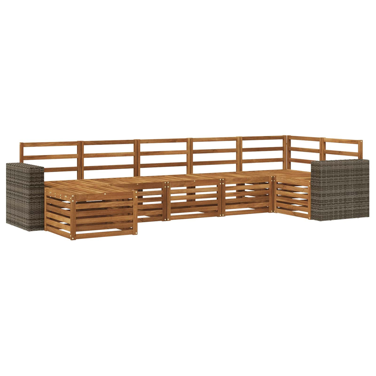 Set vanjskih sofa 7 kom. Prirodna 314 x 136,5 x 73 cm