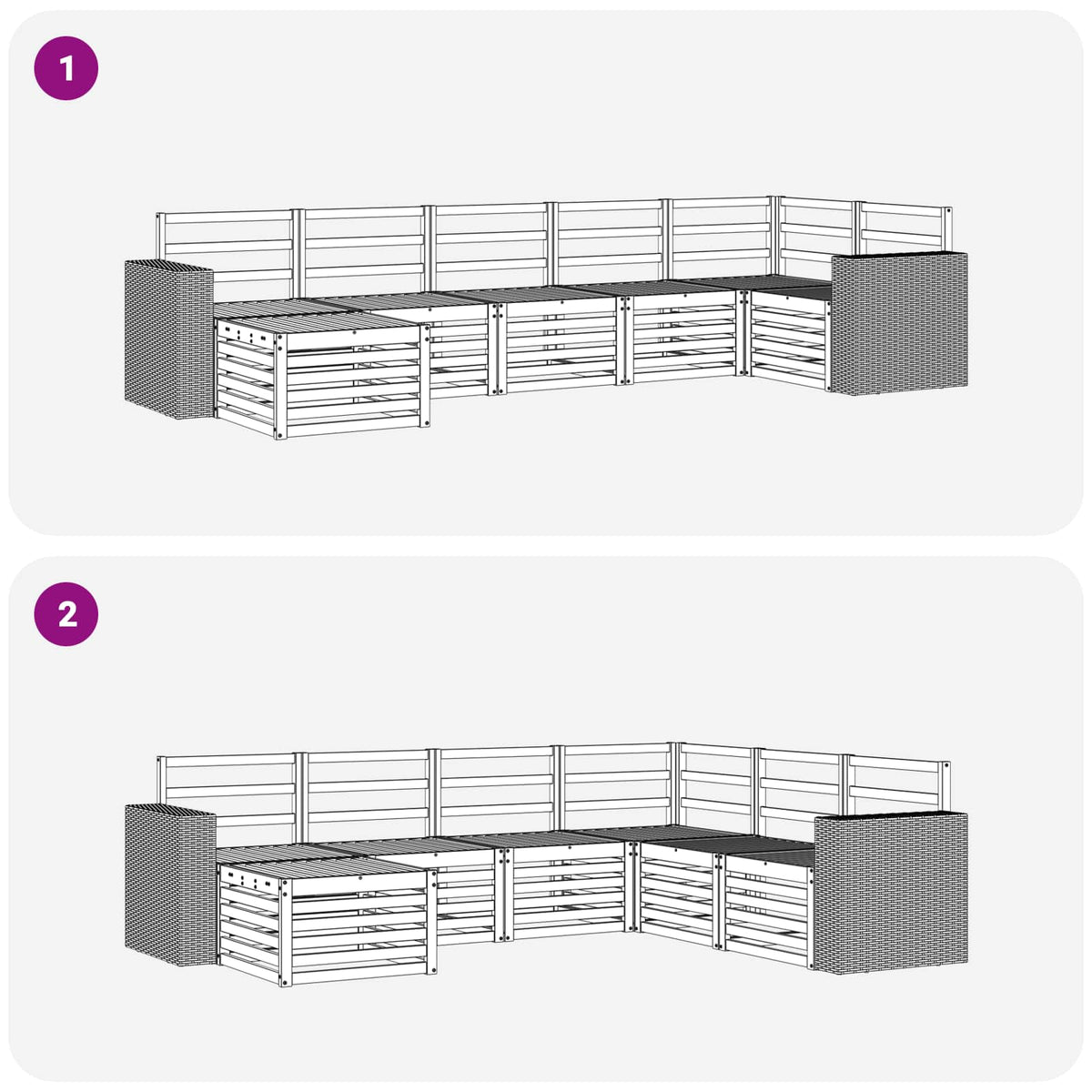 Set vanjskih sofa 7 kom. Prirodna 314 x 136,5 x 73 cm