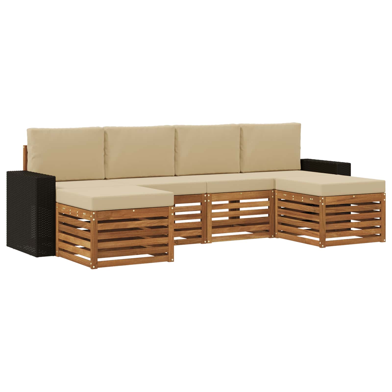 Setovi sofa s jastukom 6 pcs Prirodna i bež Čvrsto drvo akacije