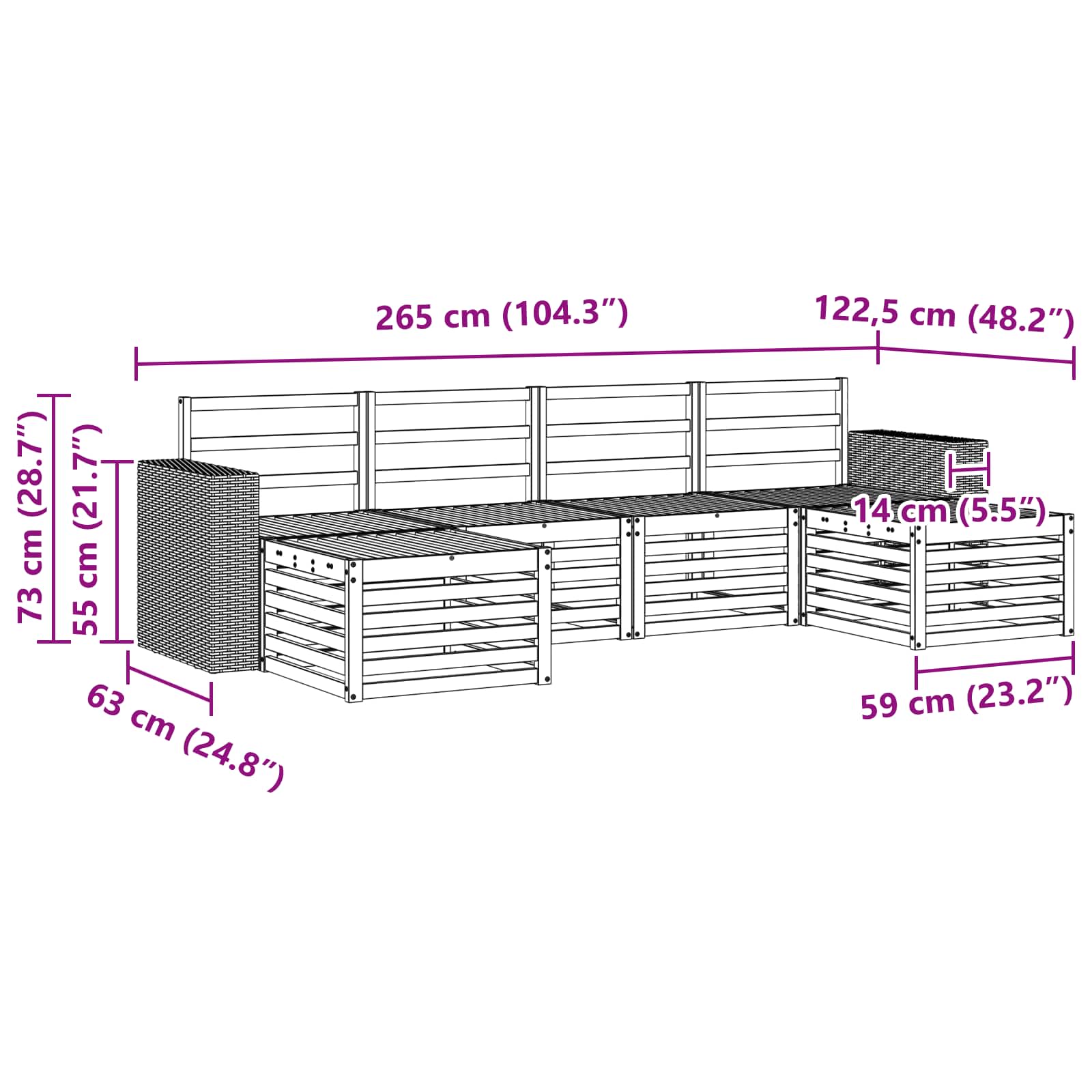 Setovi sofa 6 pcs Prirodna Čvrsto drvo akacije