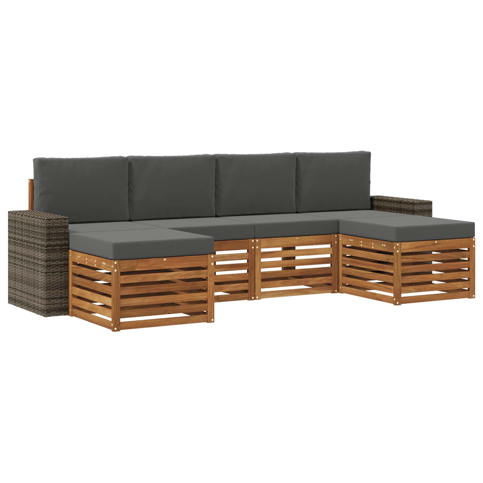 Setovi sofa 6 pcs Prirodna i antracit Čvrsto drvo akacije