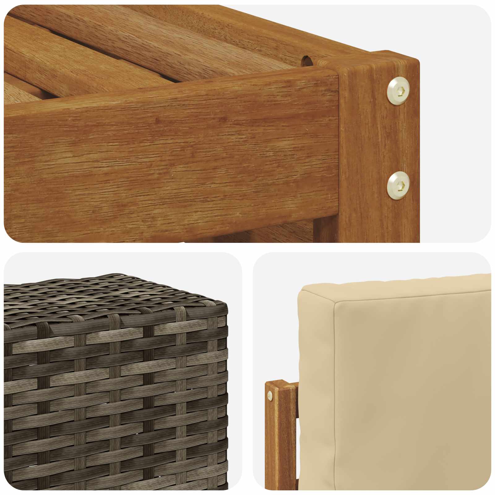 Setovi sofa s jastukom 6 pcs Prirodna i bež Čvrsto drvo akacije