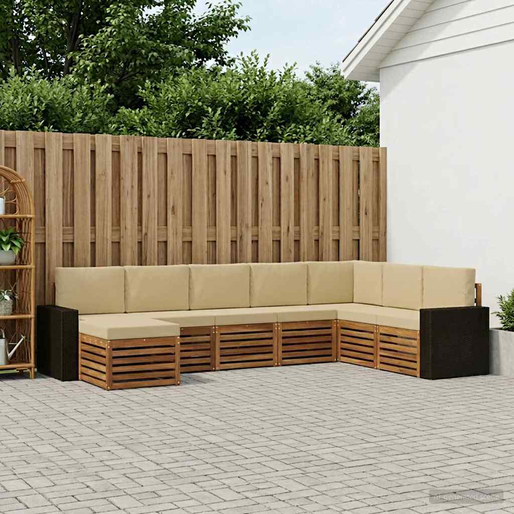 Set vanjskih sofa s jastukom 8 pcs Prirodna i bež