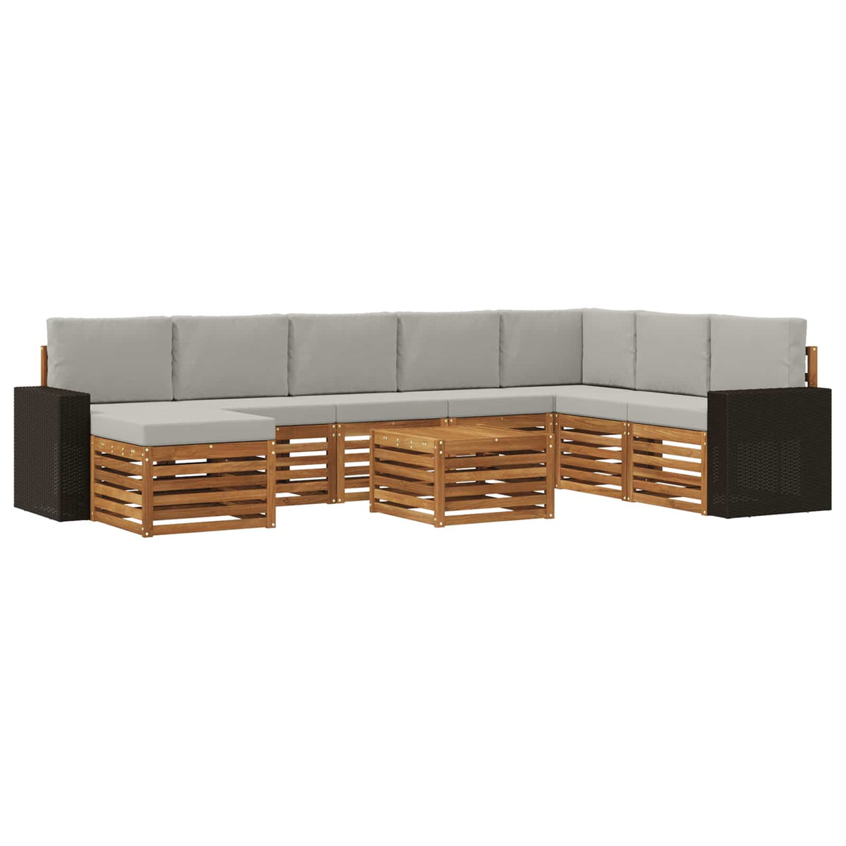 Set vanjskih sofa 9 kom. Prirodna i svjetlosiva