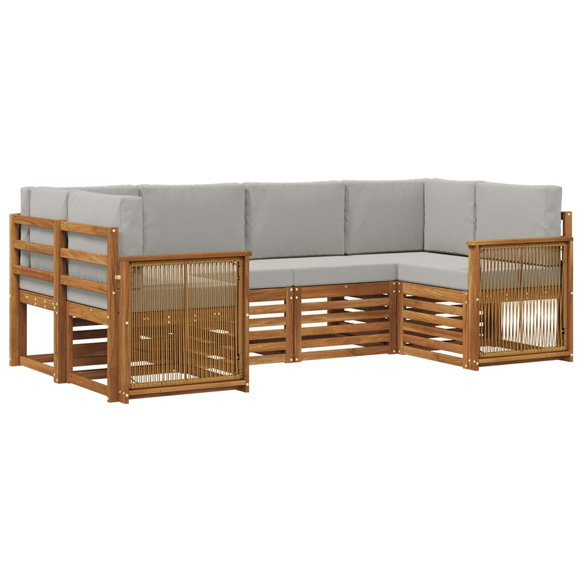 Set vanjskih sofa 5 kom. Prirodna i svjetlosiva